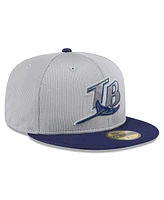 New Era Men's Gray/Navy Tampa Bay Rays 2025 Batting Practice 59FIFTY Fitted Hat