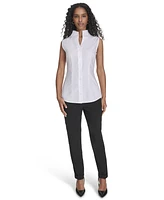 Calvin Klein Women's Sleeveless Button-Front Cotton Shirt