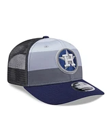 New Era Men's Gray/Navy Houston Astros 2025 Batting Practice 9SEVENTY Stretch-Snap Trucker Hat