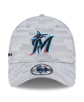 New Era Men's Gray Miami Marlins 2025 Mlb Clubhouse 39THIRTY Flex Hat