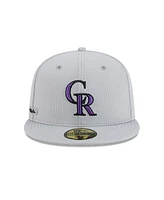 New Era Men's Gray Colorado Rockies 2025 Mlb Clubhouse 59FIFTY Fitted Hat