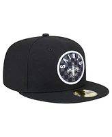 New Era Men's Black Orleans Saints Checkered 59FIFTY Fitted Hat