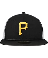 New Era Men's Black Pittsburgh Pirates Team Color 59FIFTY Trucker Fitted Hat