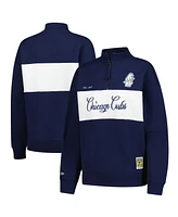 Mitchell & Ness Women's Navy Chicago Cubs Quarter-Zip Pullover Top