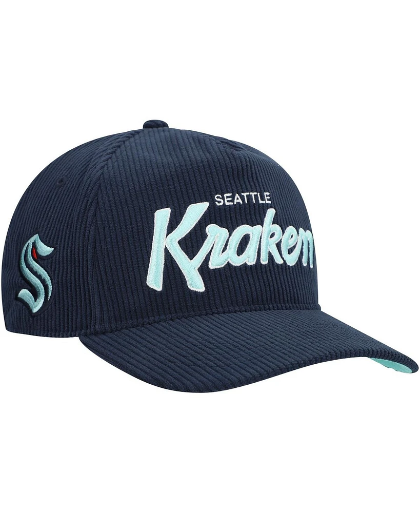 '47 Brand Men's Navy Seattle Kraken Crosstown Corduroy Hitch Adjustable Hat