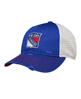 Outerstuff Big Boys and Girls Blue New York Rangers Slouch Trucker Adjustable Hat