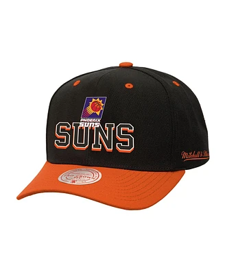 Mitchell & Ness Men's Black/Orange Phoenix Suns Backside Script Two-Tone Pro Crown Adjustable Hat