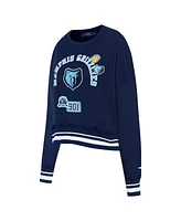 Pro Standard Women's Navy Memphis Grizzlies Area Code Cropped Pullover Sweatshirt