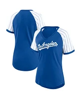 Fanatics Women's Royal Los Angeles Dodgers Fundamentals Pinstripe Raglan Sleeve V-Neck T-Shirt