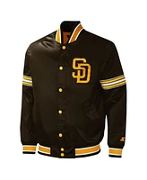 Starter Men's Brown San Diego Padres Midfield Satin Full-Snap Varsity Jacket