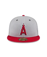 New Era Men's Gray/Red Los Angeles Angels 2025 Batting Practice 59FIFTY Fitted Hat