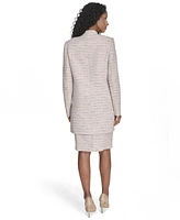 Calvin Klein Women's Tweed Open-Front Long-Sleeve Blazer