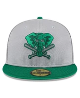 New Era Men's Gray/Green Athletics 2025 Batting Practice 59FIFTY Fitted Hat