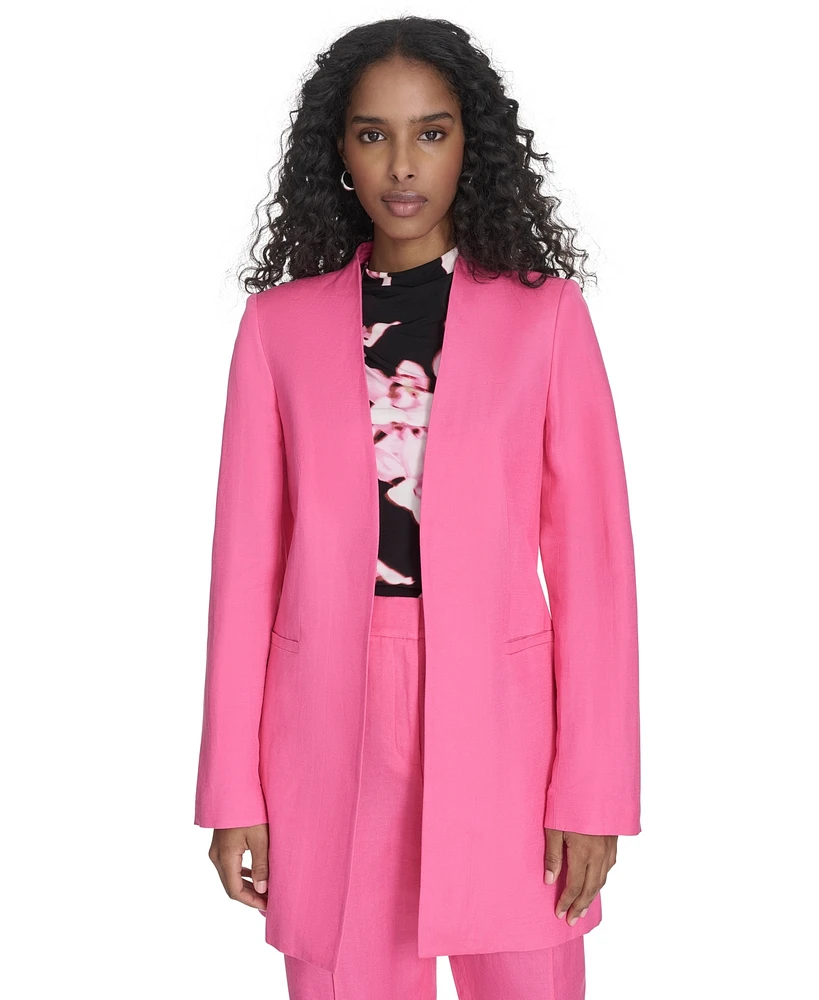 Calvin Klein Women's Open-Front Linen-Blend Blazer