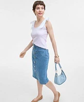 On 34th Womens Bow Shoulder Tank Top Denim Patch Pocket Midi Skirt Exclusively At Macys