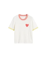 Chinti and Parker Women's & Cotton Heart Breton Crochet T-Shirt