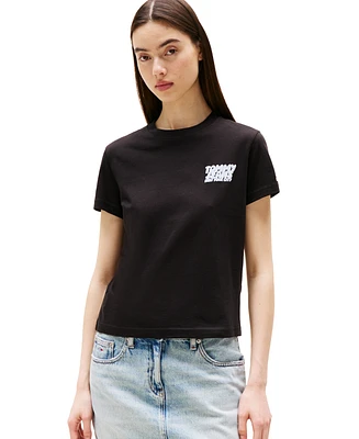 Tommy Jeans Women's Cotton Regular-Fit Bubble Logo Tee