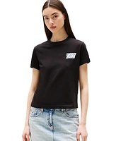 Tommy Jeans Women's Cotton Regular-Fit Bubble Logo Tee