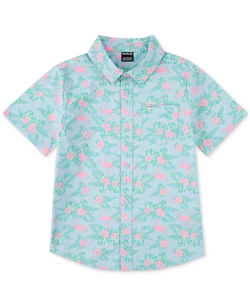 Hurley Big Boys Short-Sleeve Printed Stretch-Poplin Shirt