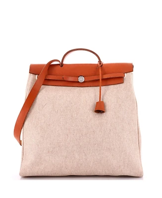 Pre-Owned Hermes Mm Herbag Toile and Leather