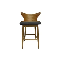 Set of 2 Mid-Century Modern Bar Stools, 41 Inch Bar Chairs with Solid RubberWood High-Back-The Pop Home