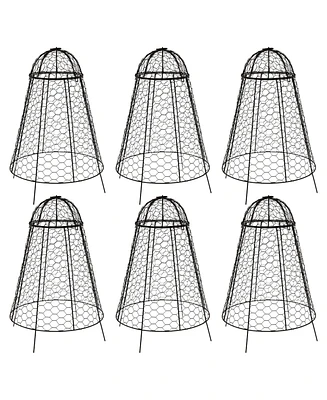 Chicken Wire Plant Protector Cage - Garden Cloche with Removable Cover - 6 Pack - Protects from Rabbits and Animals