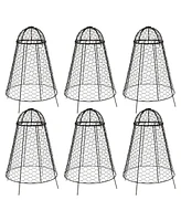 Chicken Wire Plant Protector Cage - Garden Cloche with Removable Cover - 6 Pack - Protects from Rabbits and Animals