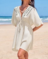 Cupshe Women's Boho Daze White Cover-Up Mini Beach Dress