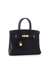 Pre-Owned Hermes Birkin 30 Handbag Black Maurice with Gold Hardware