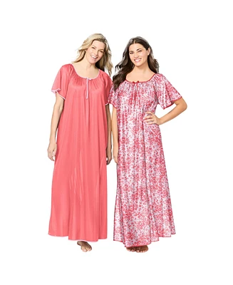 Only Necessities Plus 2-Pack Long Silky Gown