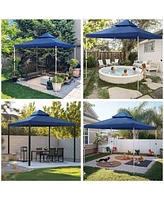 Yescom 10x10Ft UV30+ Gazebo Replacement Top for 2 Tier Outdoor Canopy Cover Patio Backyard Party Deck Event Navy Blue