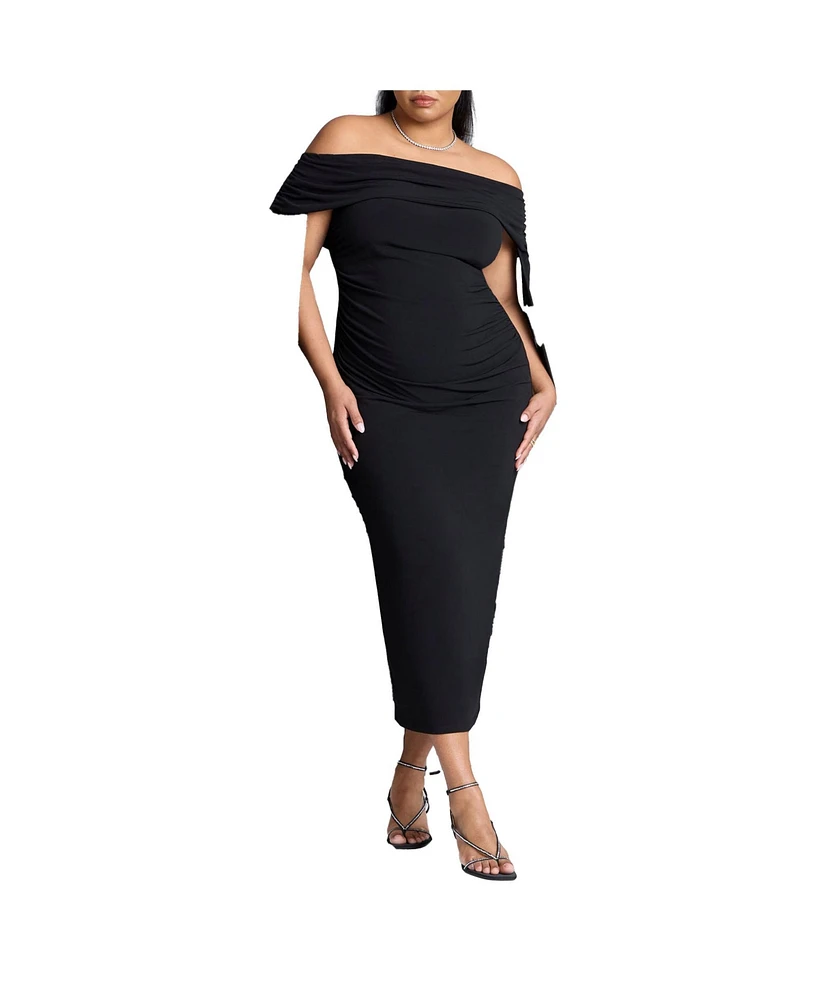 Eloquii Plus Off The Shoulder Cape Gown