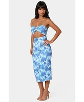 Bebe Women's Printed Front Cutout Midi
