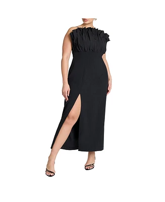 Eloquii Plus Pleated Fan Ruffle Gown