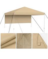 Yescom 6x4Ft Canopy Replacement Top Gazebo Cover with Half Sun Wall for Core Equipment 40146 Pop Up Outdoor Bbq Beige