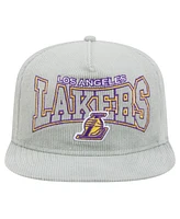 New Era Men's Gray Los Angeles Lakers Throwback Corduroy Golfer Snapback Hat