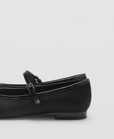 Mango Women's Strip And Bow Detail Ballerina Shoes