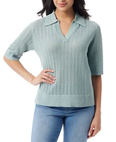 Gloria Vanderbilt Women's Peggy Pointelle-Knit Polo Sweater