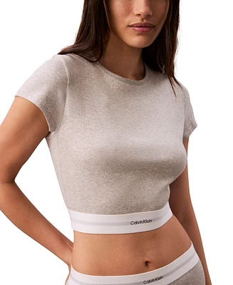 Calvin Klein Women's Ribbed Cropped Tee QS7349