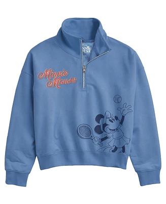Disney Big Girls Minnie French Terry Long Sleeve Tennis Top