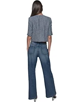 Karl Lagerfeld Paris Women's Fringe-Trim Short-Sleeve Tweed Jacket