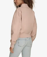Levi's Women's Ribbed-Edge Cropped Denim Bomber Jacket