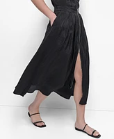 Dkny Women's Zip-Front Tech Midi Skirt