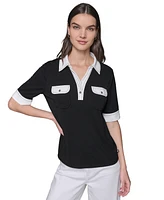 Karl Lagerfeld Paris Women's Oversized Contrast-Trim Top