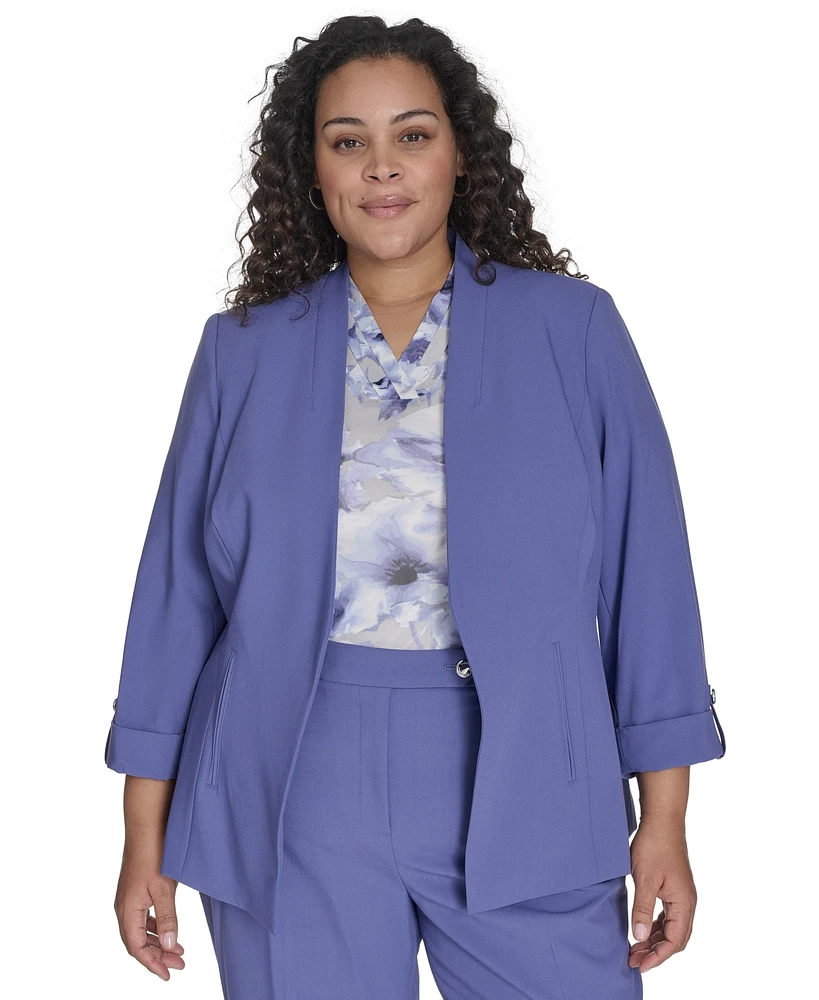 Calvin Klein Plus Open-Front 3/4-Sleeve Blazer