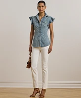 Lauren Ralph Women's Denim Flutter-Sleeve Shirt