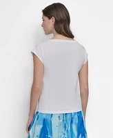 Dkny Women's Sleeveless Raised Logo Tee