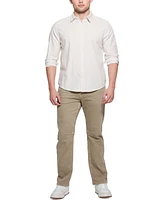 Guess Men's Relaxed Fit Long Sleeve Striped Button Front Oxford Shirt