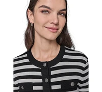 Karl Lagerfeld Paris Women's Four-Pocket Stripe Cardigan