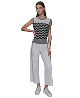 Karl Lagerfeld Paris Women's Geometric Pointelle Sleeveless Sweater